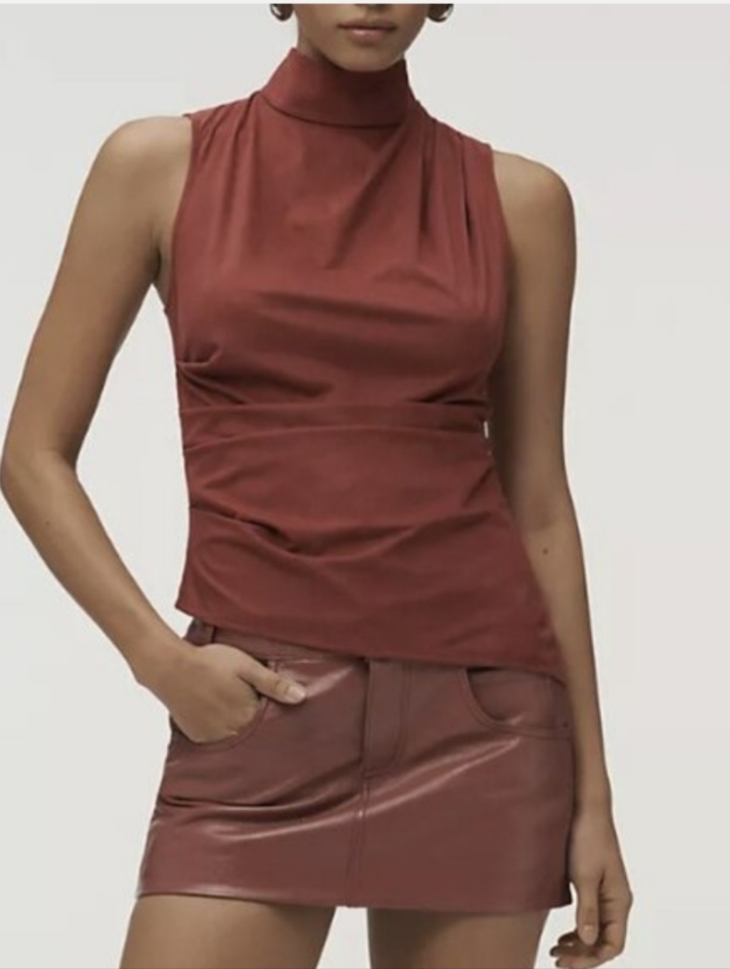 Anthropologie Mare Mare Xl Faux Suede Wrap Tank Shirt Blouse Nwt Mock Neck